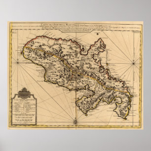 Vintage Karte von Martinique-Insel (1742) 2 Poster