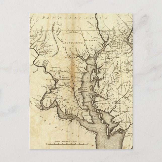 Vintage Karte von Maryland (1796) (Vorderseite)