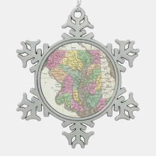 Vintage Karte von Maryland (1827) Schneeflocken Zinn-Ornament