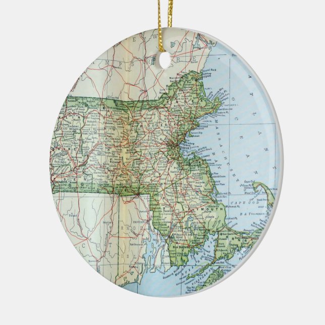 Vintage Karte von Massachusetts (1905) Keramikornament (Links)