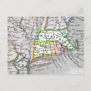 Vintage Karte von Massachusetts, Connecticut Rhode