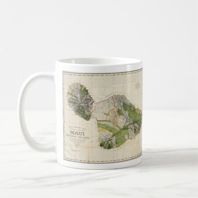 Vintage Karte von Maui Island (1906) Kaffeetasse (Links)
