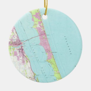 Vintage Karte von Melbourne Florida (1949) Keramikornament