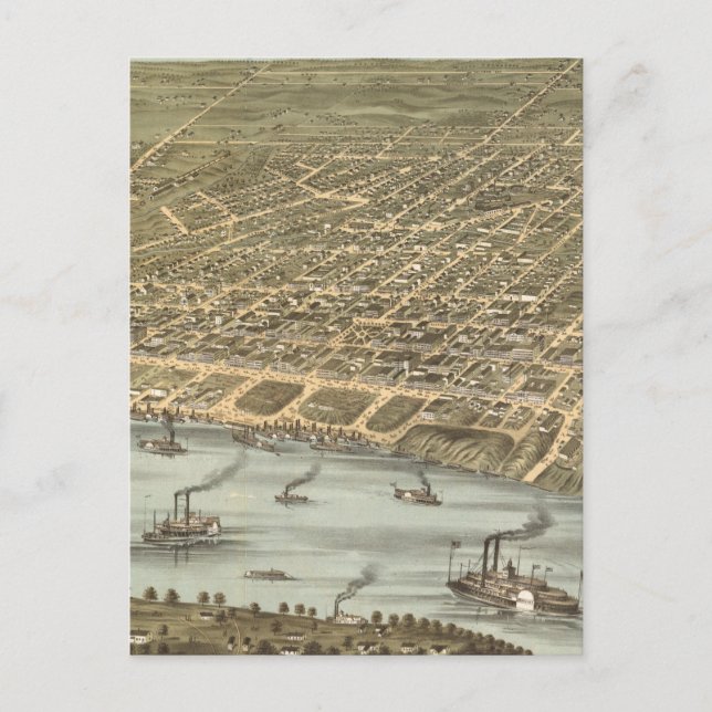 Vintage Karte von Memphis Tennessee (1870) (Vorderseite)