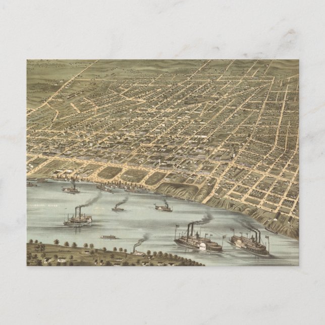 Vintage Karte von Memphis Tennessee (1870) (Vorderseite)