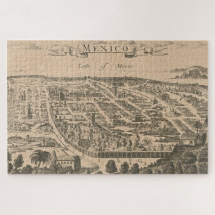 Vintage Karte von Mexiko-Stadt (1890) Puzzle