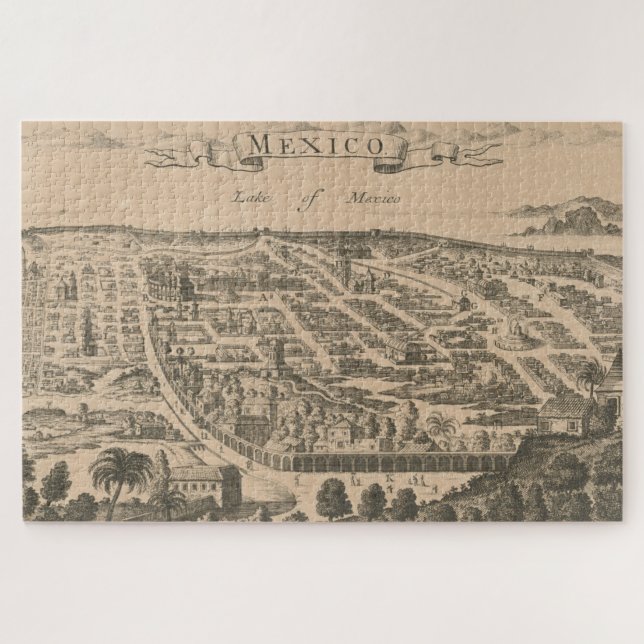 Vintage Karte von Mexiko-Stadt (1890) Puzzle (Horizontal)