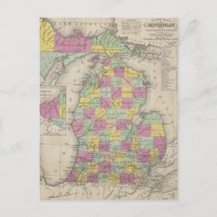 Vintage Karte von Michigan (1853)