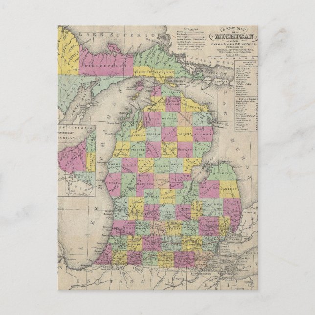 Vintage Karte von Michigan (1853) (Vorderseite)