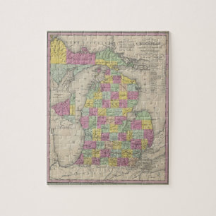 Vintage Karte von Michigan (1853) Puzzle