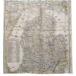 Vintage Karte von Michigan (1901) 3 Duschvorhang