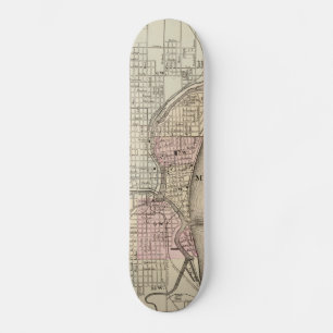 Vintage Karte von Milwaukee (1880) Skateboard