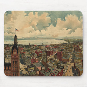 Vintage Karte von Milwaukee WI (1898) Mousepad