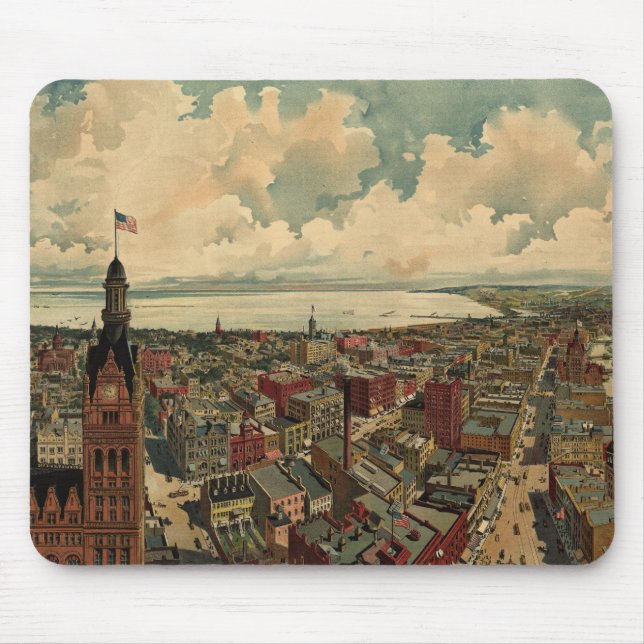 Vintage Karte von Milwaukee WI (1898) Mousepad (Vorne)