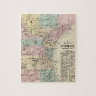 Vintage Karte von Milwaukee Wisconsin (1878) Puzzle