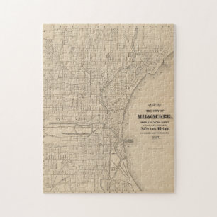 Vintage-Karte von Milwaukee, Wisconsin Puzzle