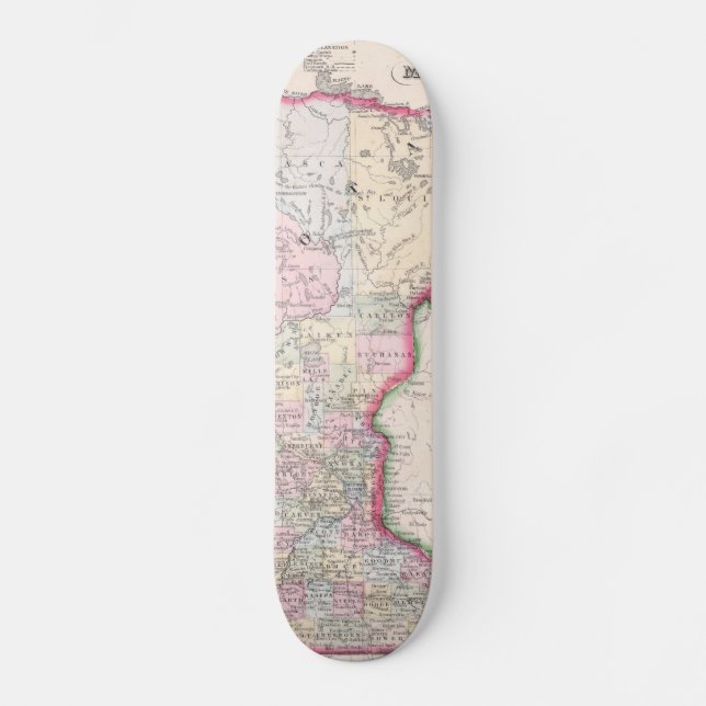 Vintage Karte von Minnesota (1864) Skateboard (Vorderseite)