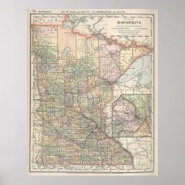 Vintage Karte von Minnesota (1891) Poster