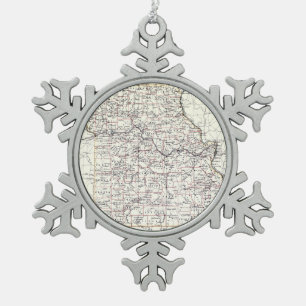 Vintage Karte von Missouri (1883) Schneeflocken Zinn-Ornament