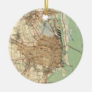 Vintage Karte von Mobile Alabama (1940) 2 Keramik Ornament