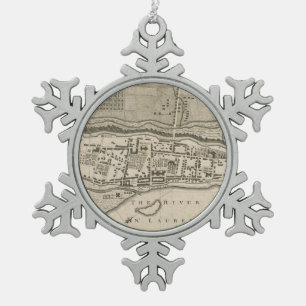 Vintage Karte von Montreal (1758) Schneeflocken Zinn-Ornament