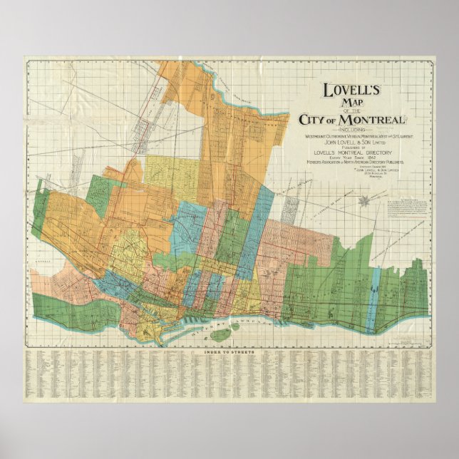 Vintage Karte von Montreal (1920) Poster (Vorne)