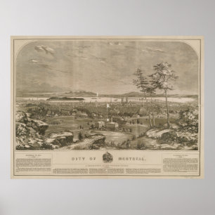 Vintage Karte von Montreal Kanada (1856) Poster