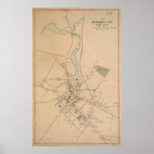 Vintage Karte von Morristown NJ (1889) Poster