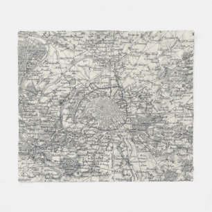 Vintage Karte von Nähe Paris Frankreich (1841) Fleecedecke