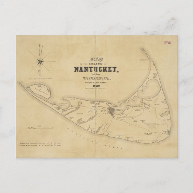 Vintage Karte von Nantucket (1838) (Vorderseite)