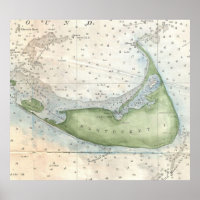 Vintage Karte von Nantucket (1857)
