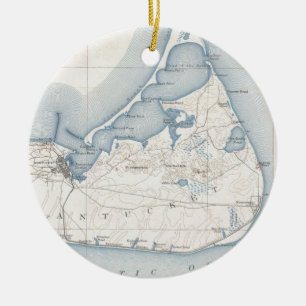Vintage Karte von Nantucket (1919) Keramikornament