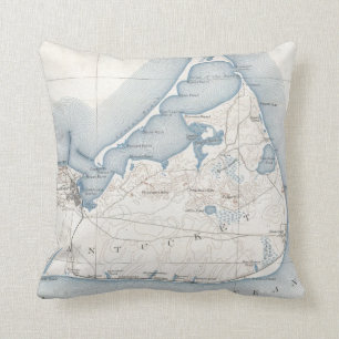 Vintage Karte von Nantucket (1919) Kissen