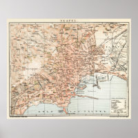 Vintage Karte von Neapel, Italien (1897)
