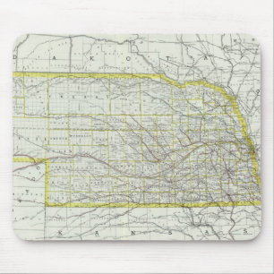 Vintage Karte von Nebraska (1889) Mousepad