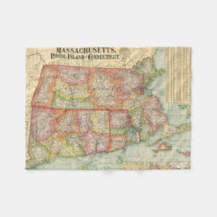 Vintage Karte von Neu-England States (1900) Fleecedecke