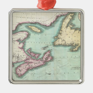 Vintage Karte von Neuschottland und von Ornament Aus Metall
