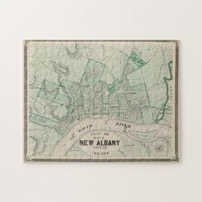 Vintage Karte von New Albany IN (1876) Puzzle (Horizontal)