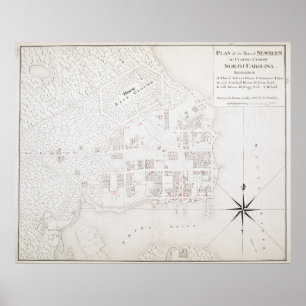 Vintage Karte von New Bern NC (1769) Poster