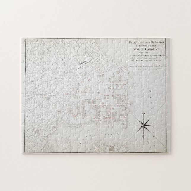 Vintage Karte von New Bern NC (1769) Puzzle (Horizontal)