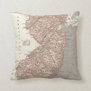 Vintage Karte von New-Jersey (1845) Kissen