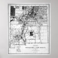 Vintage Karte von New Mexico (1882) BW