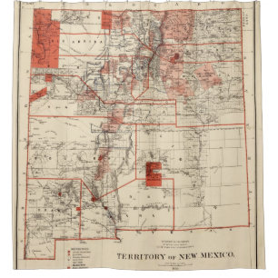 Vintage Karte von New-Mexiko (1882) Duschvorhang