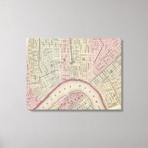 Vintage Karte von New Orleans (1880) Leinwanddruck