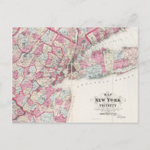 Vintage-Karte von New York 1868 Postkarte