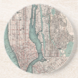 Vintage Karte von New York (1897) Getränkeuntersetzer