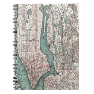 Vintage Karte von New York (1897) Notizblock