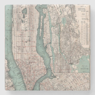 Vintage Karte von New York (1897) Steinuntersetzer