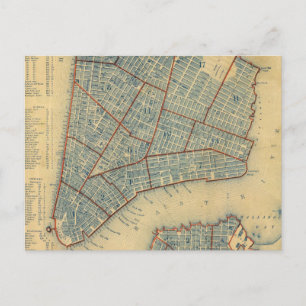 Vintage-Karte von New York City (1846) Postkarte