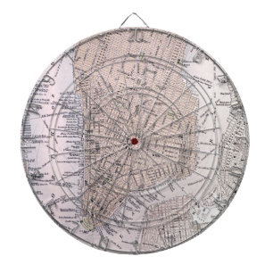Vintage Karte von New York City (1884) Dartscheibe